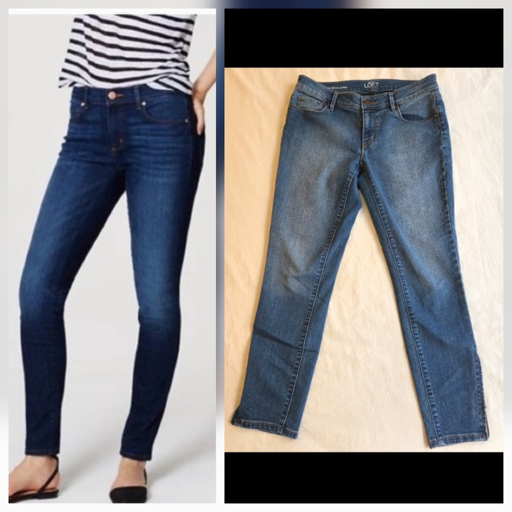 LOFT Modern Skinny Ankle Zip Medium Blue Jeans EB3